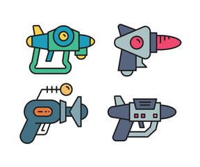 Fototapeta premium space blaster gun icons set vector illustration