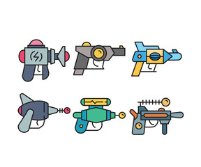 space blaster gun icons set vector illustration