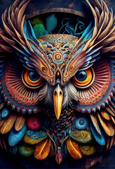 Naklejka premium Midjourney abstract render of an owl