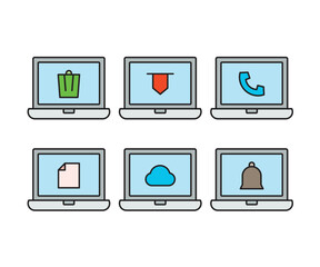 laptop computer and user interface icons