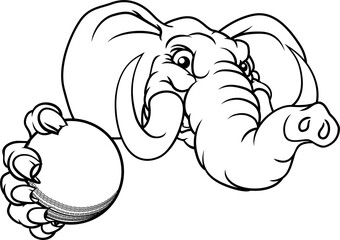 Elephant Cricket Ball Sports Animal Mascot