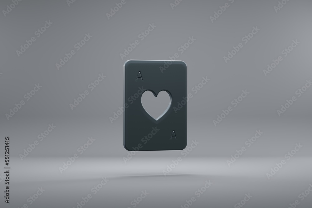 Leinwandbilder beautiful illustration ace of hearts dark symbol icons on a grey background. 3d rendering illustrati