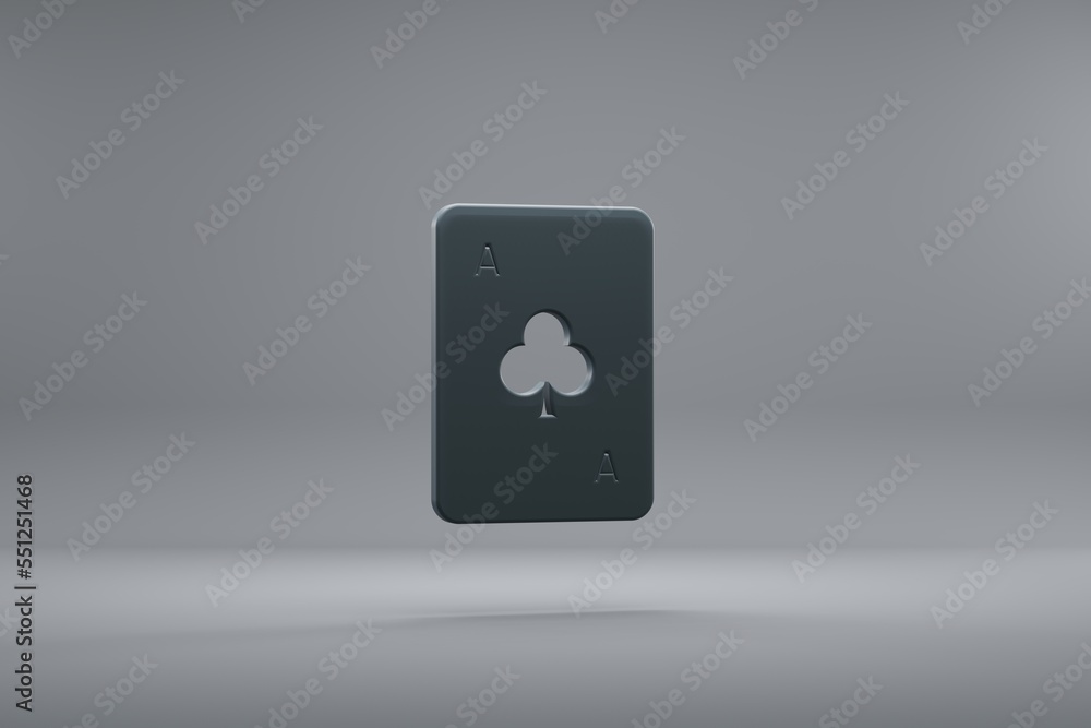 Aufkleber Beautiful illustration Ace of Club Chip Dark symbol icons on a grey background. 3d rendering illustration. Background pattern for design...