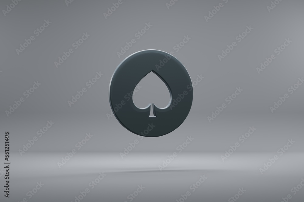 Aufkleber beautiful illustration spades token dark symbol icons on a grey background. 3d rendering illustratio