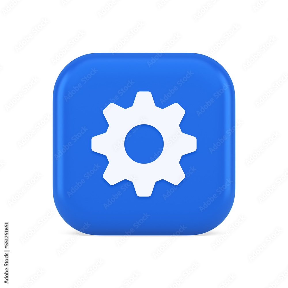 Poster cog gear button web technology setting repair business interface 3d realistic icon