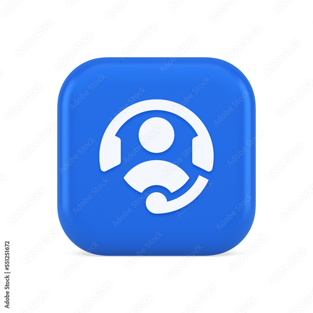 Poster customer support helpdesk assistance button call helpline connection 3d realistic icon