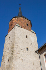 Fototapeta na wymiar Historic Hallescher tower in the center of Kothen (Anhalt), Germany