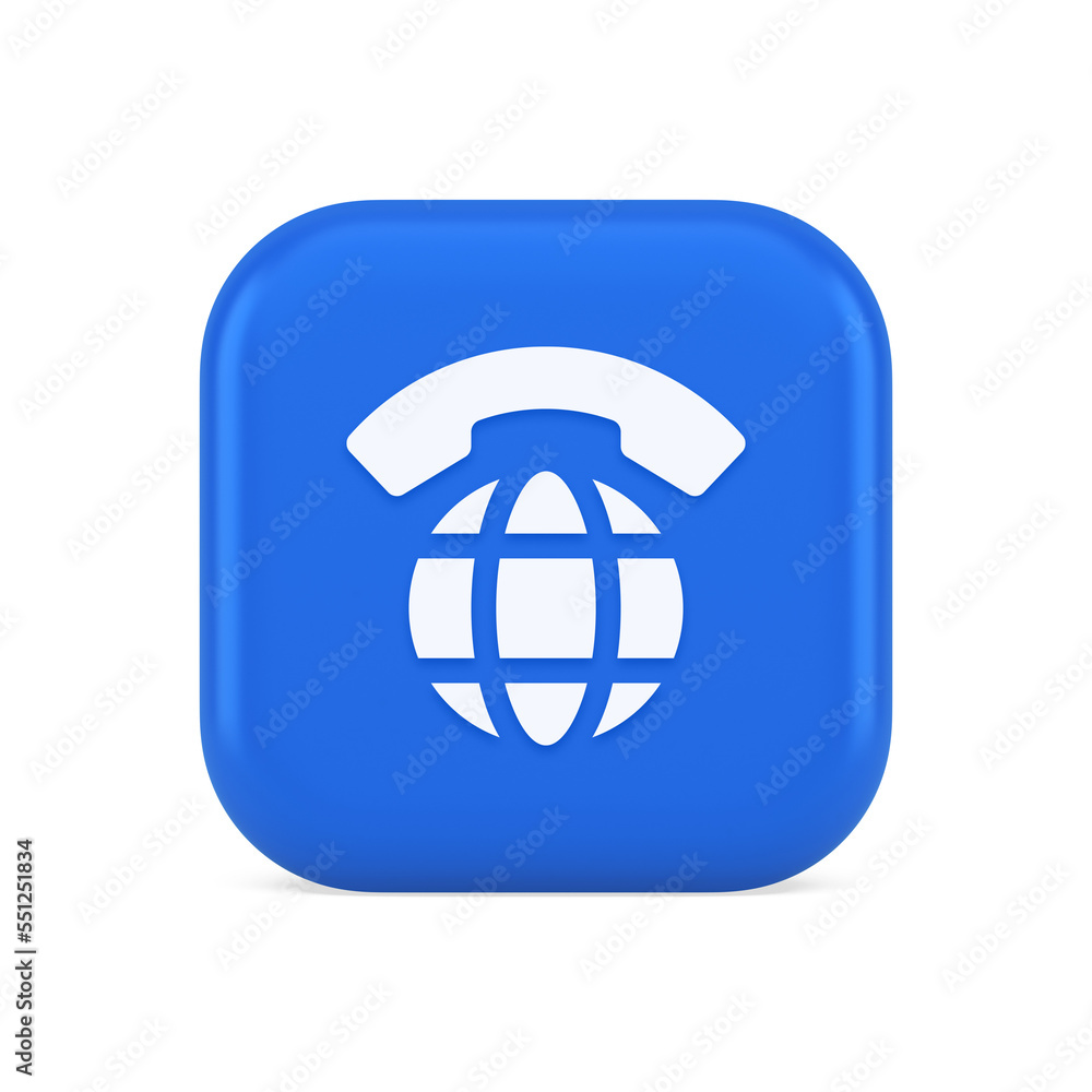 Poster global phone communication button internet telephone connection 3d realistic icon