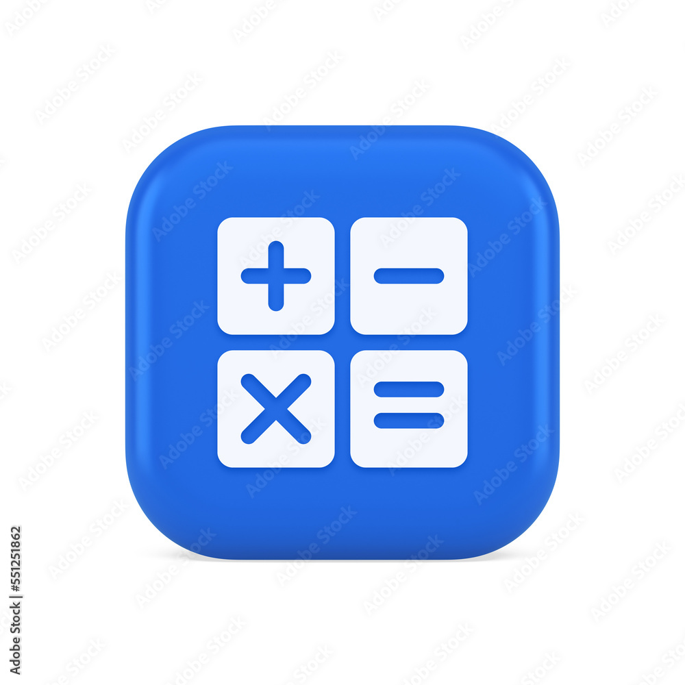 Poster calculator math counting button accounting balance mathematics financial keyboard 3d icon