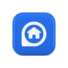 House in map pin GPS location distance searching button real estate agency app 3d icon