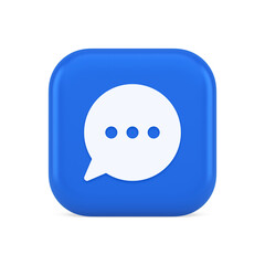 Think bubble chat button online dialogue social network communication 3d realistic icon