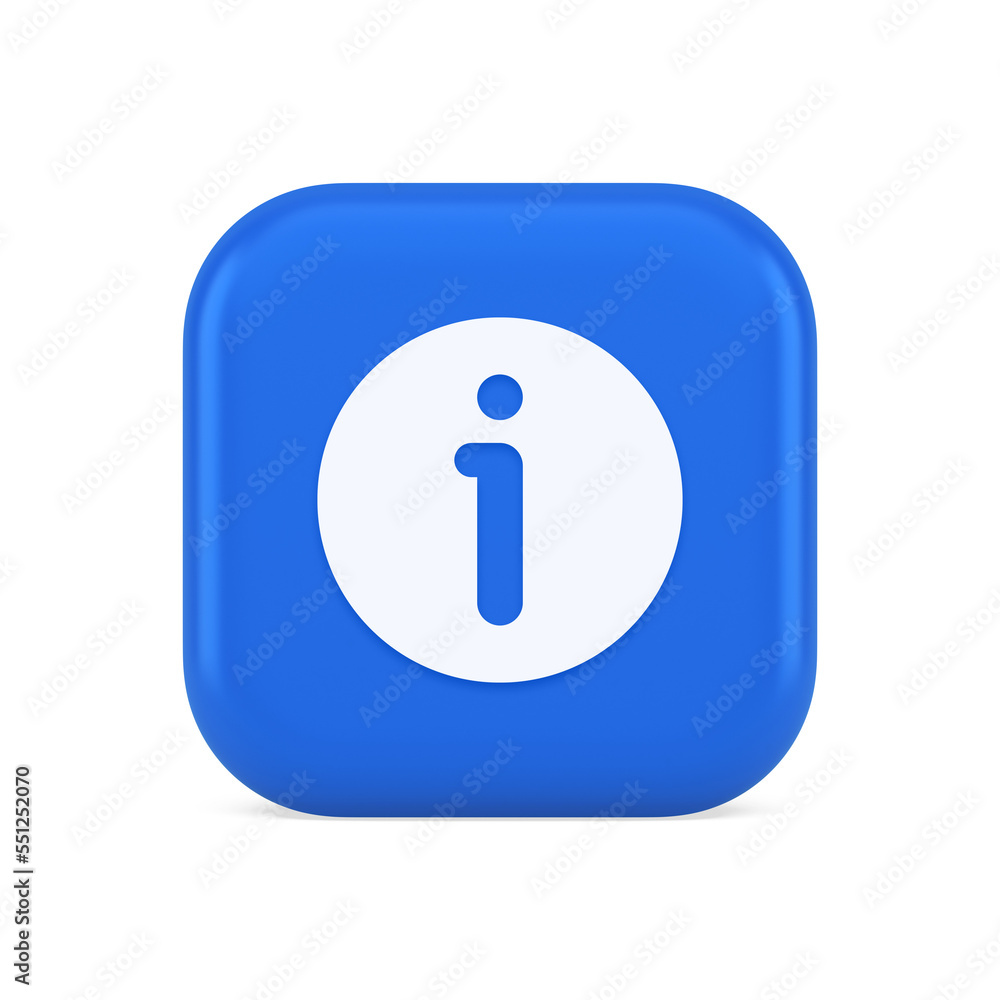 Poster info button information character faq question answer help support web app 3d realistic icon