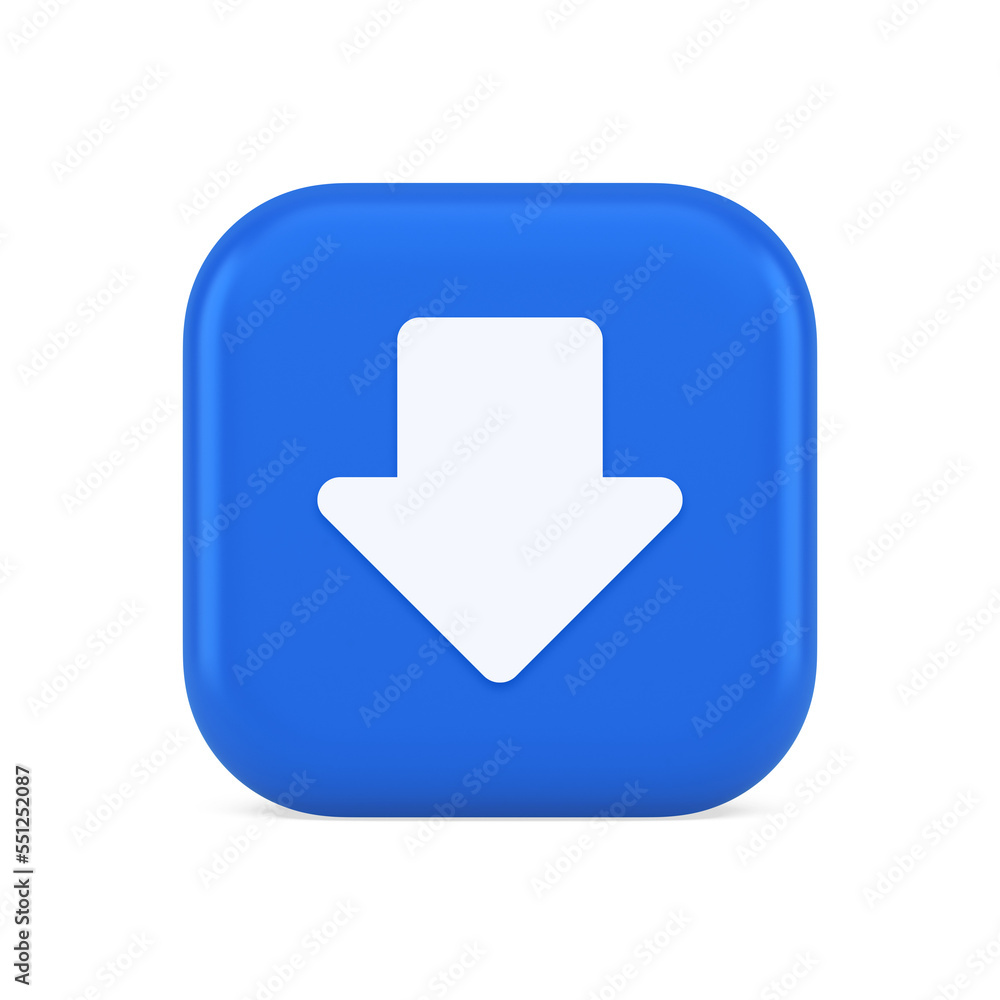 Poster arrow down button keyboard navigation pointer cyberspace downloading web app 3d icon