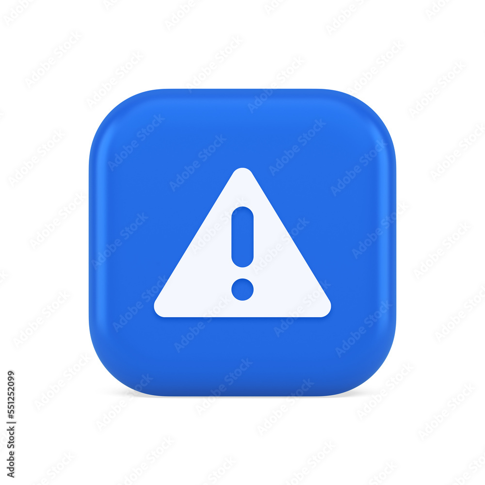 Poster exclamation point triangle button attention advice mark important information 3d icon