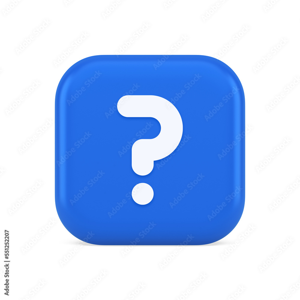 Poster question mark button advise attention answer faq point internet info support 3d icon