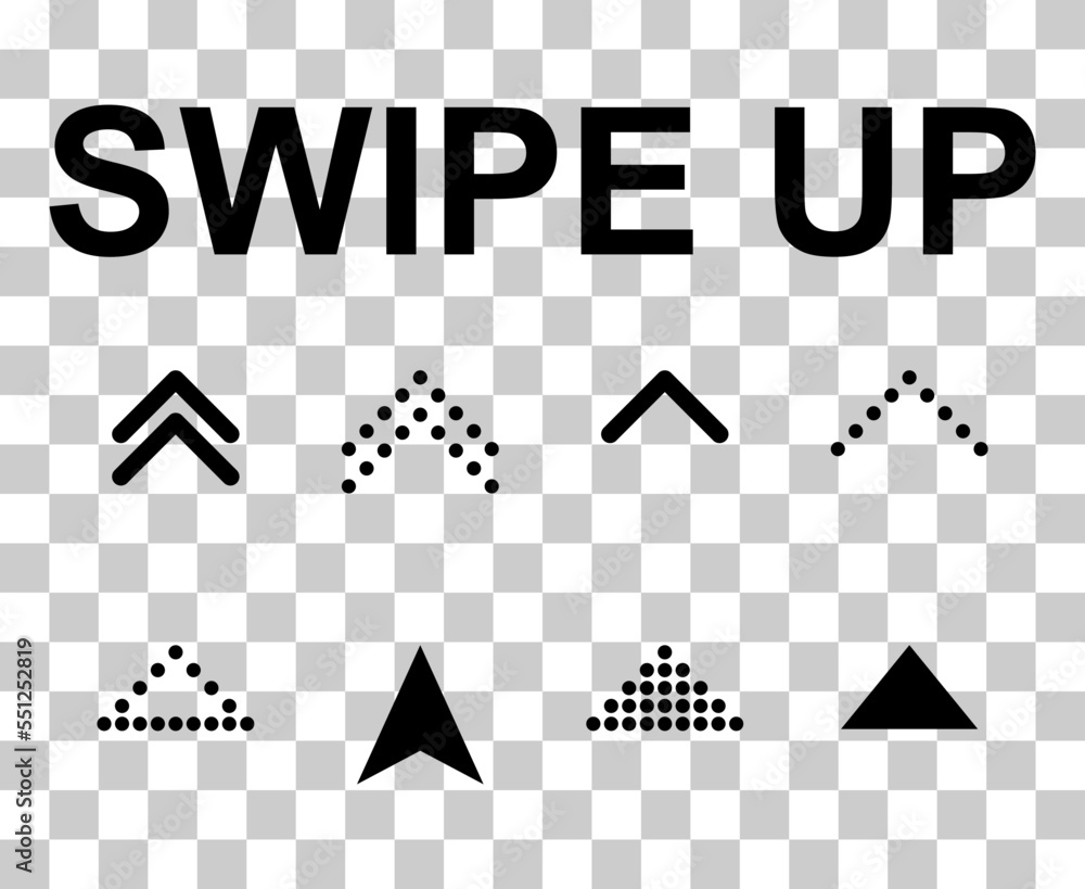 Poster set of swipe up internet button, online web design arrow move icon, vector illustration