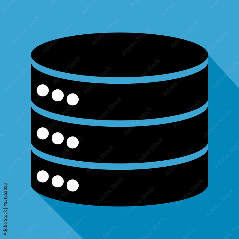 Poster database storage icon with shadow, internet network server cloud data symbol, connection system vect