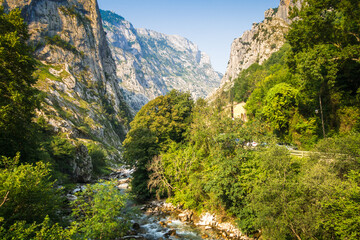 Cares trail - ruta del Cares - in Picos de Europa, Asturias, Spain - obrazy, fototapety, plakaty