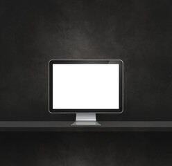 Computer pc on black shelf background