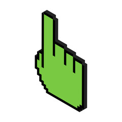 Mouse cursor isometric pixel icon, web click symbol, computer pointer vector illustration