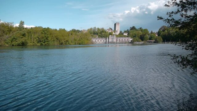 The Adda river basin, near Trezzo sull'Adda (Italy)