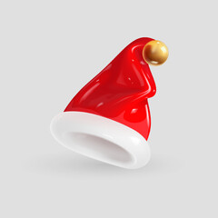 3D Cartoon Santa Claus Red Hat. Vector Realistic Illustration