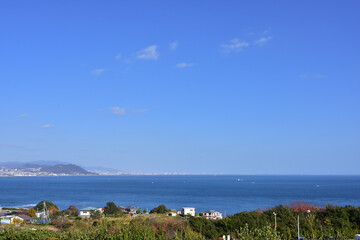 Fototapeta na wymiar 兵庫県、淡路島から眺める須磨、神戸、大阪方面の風景