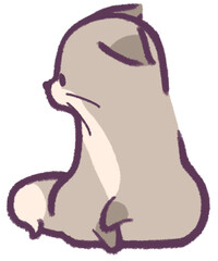 斜め後ろを確認するきつね