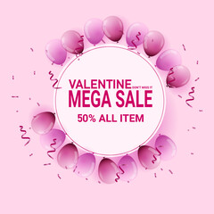 Valentines mega sale social media banner template.