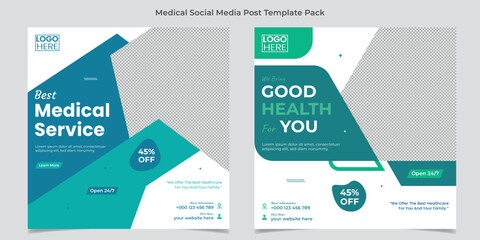 Medical healthcare web banner or square flyer or social media post template design
