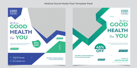 Medical healthcare web banner or square flyer or social media post template design