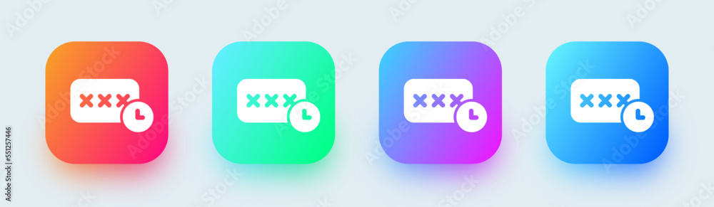 Poster temporary password solid icon in square gradient colors. access signs vector illustration.