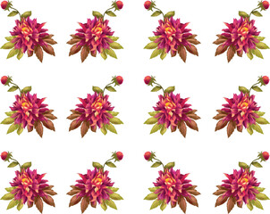 Colorful flower pattern design, decorated flower pattern on white background