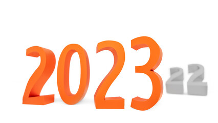 red and grey 3d text of new year 2023 on white background