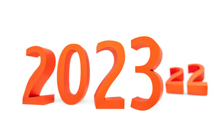 red 3d text of new year 2023 on white background