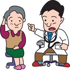 怒る医者と女性患者
