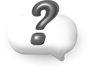 Question mark in the bubble speech doubting emotion information symbol 3d icon on blue background