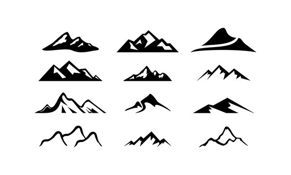 peak mountain set logo vector
