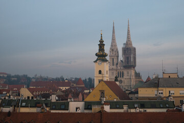 Fototapeta na wymiar Zagreb Croatia in december. Ariel view.