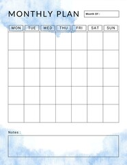 Minimal & Simple Watercolor Monthly Planner Template
