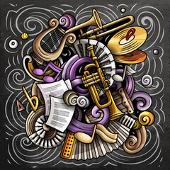 Cartoon vector doodles Classic music illustration
