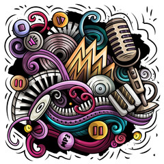 Fototapeta na wymiar Cartoon vector doodles Disco music illustration