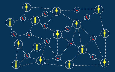 Interconnectivity of calling network. networking concept. Social network and communication concept. vector illustration.