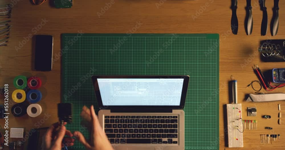 Aufkleber laptop hacking, hands and technician with hardware, screen and coding software system for upgrade, c