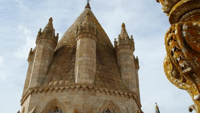 Wide view of the Cathedral of Evora, Portugal, one of the oldest and most important local monuments dating to 1746