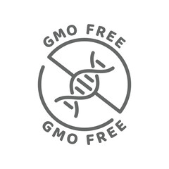 Gmo free vector icon. Ingredients label badge, no gmo.