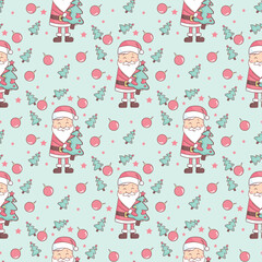 Cute seamless pattern with Santa Claus for Merry Christmas and Happy New Year decor