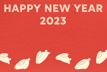 かわいいうさぎの年賀状 2023年 卯年 テンプレート