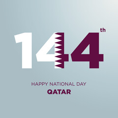 Happy National Day Qatar Design. Number 144 made of Qatari Flag as Qatar celebrates its 144th National Day on the 18th of December.