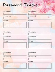 Minimalist Password Tracker Sheet